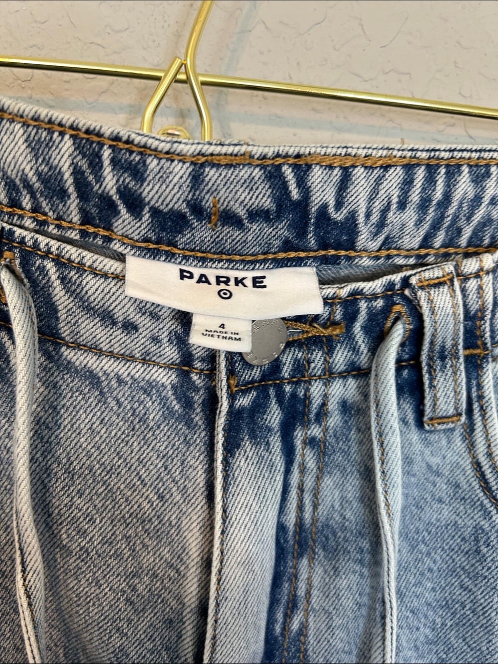PARKE x Target Jeans Women’s 4 Light Wash Mid Rise Drawstring Baggy NWT - Picture 5 of 8